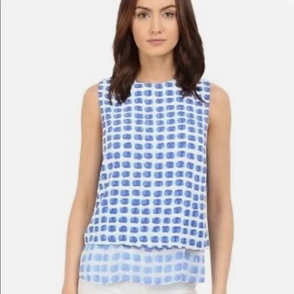kate spade Tops - Kate Spade New York Women's Island Stamp Double Layer Tank Top Blue White Medium